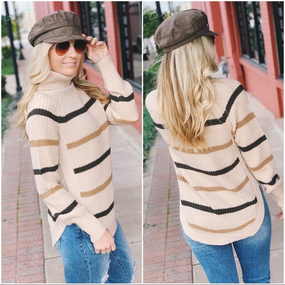 DON'T HESITATE STRIPED TURTLENECK KNIT SWEATER - Picture 2 of 3